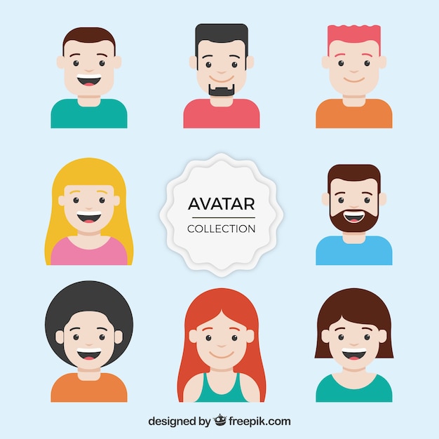 Collection of avatars in flat design