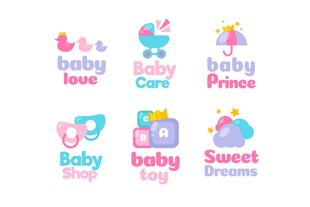 Free vector collection of baby elements logo template