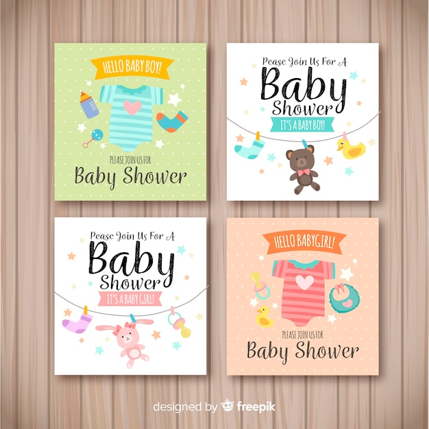 Free vector collection of baby shower cards