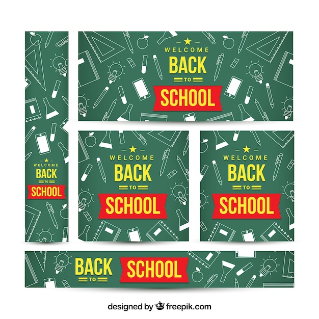 Free vector collection of back to school web banners