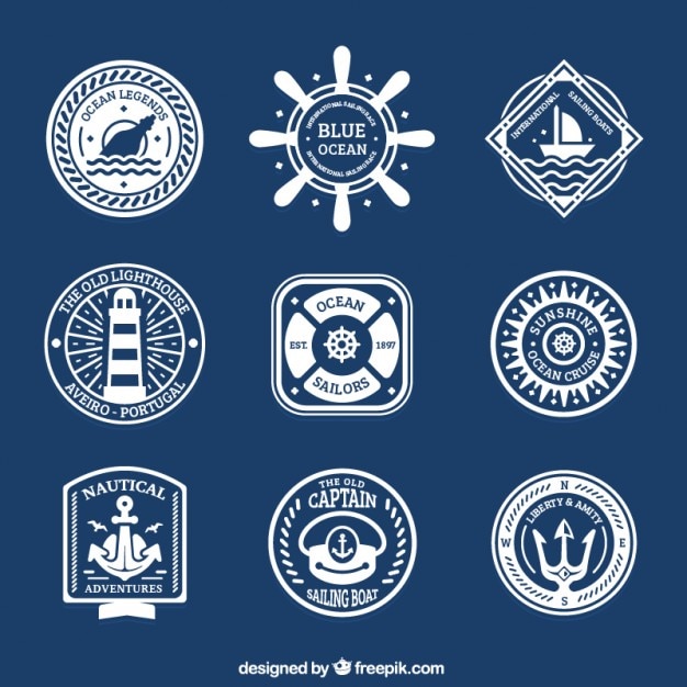 Collection of badge with sailing elements