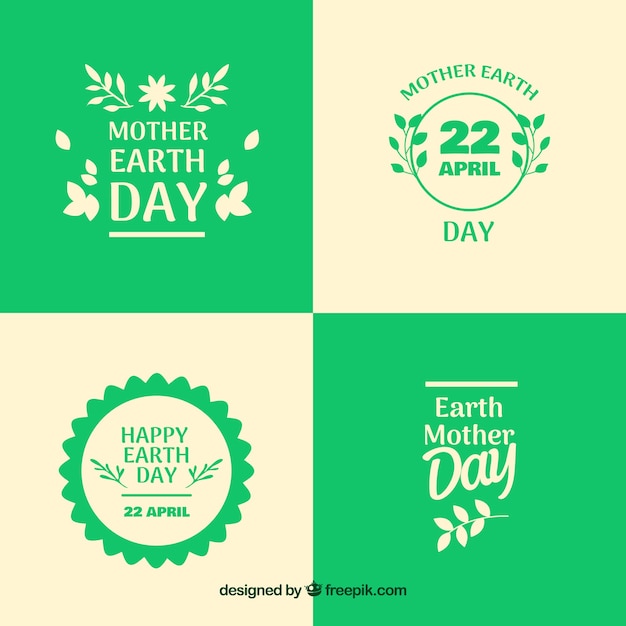 Collection of badges for the international earth day