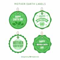 Vettore gratuito collezione di badge per la giornata internazionale della terra