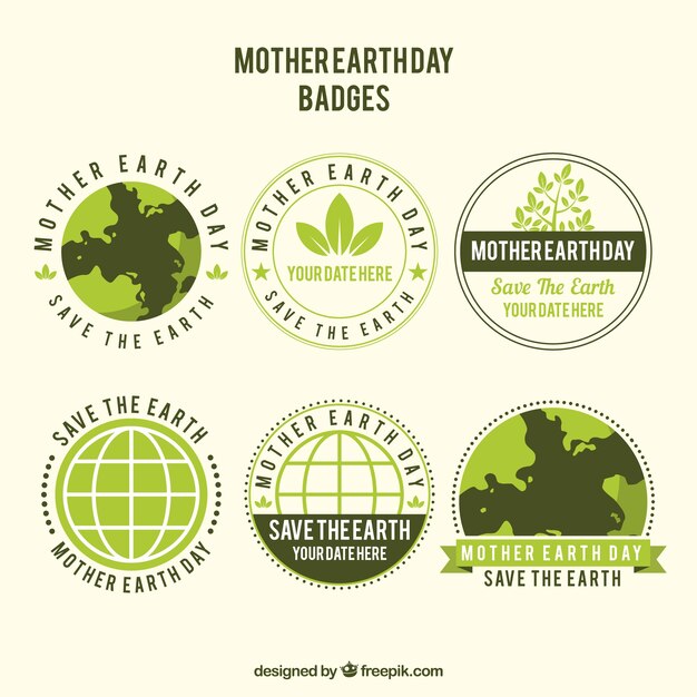 Free Vector collection of badges for the international earth day