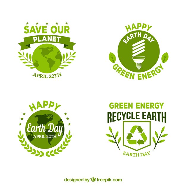 collection of badges for mother earth day