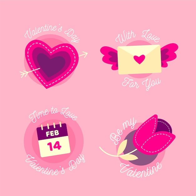 Free vector collection of badges for valentine day