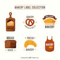 Free vector collection of bakery label in flat design