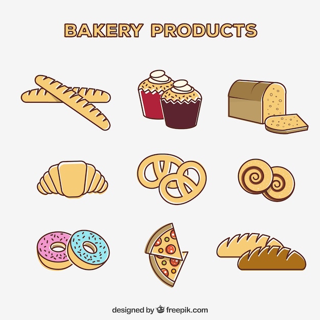 Free vector collection of bakery products