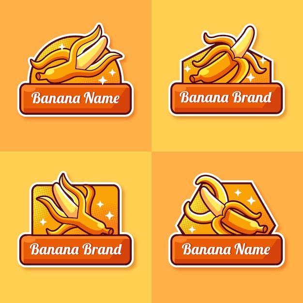 Free vector collection of banana with ribbon logo template