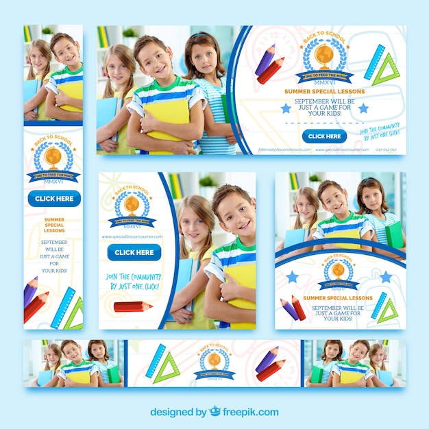 Free vector collection of banners back to school