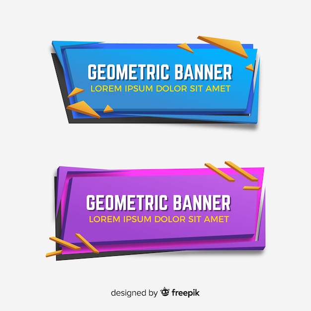 Collection of banners with abstract geometric shapes