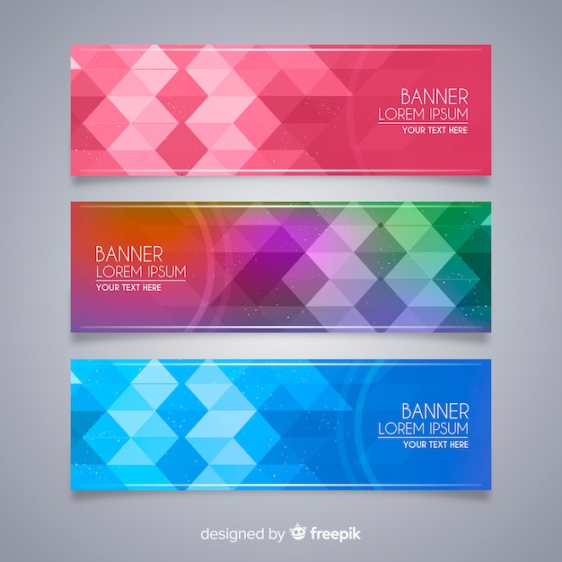 Collection of banners with abstract geometric shapes