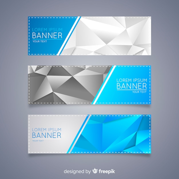 Free vector collection of banners with geometric shapes