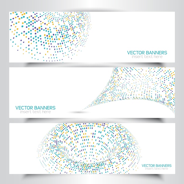 Free vector collection of banners with halftone dots design