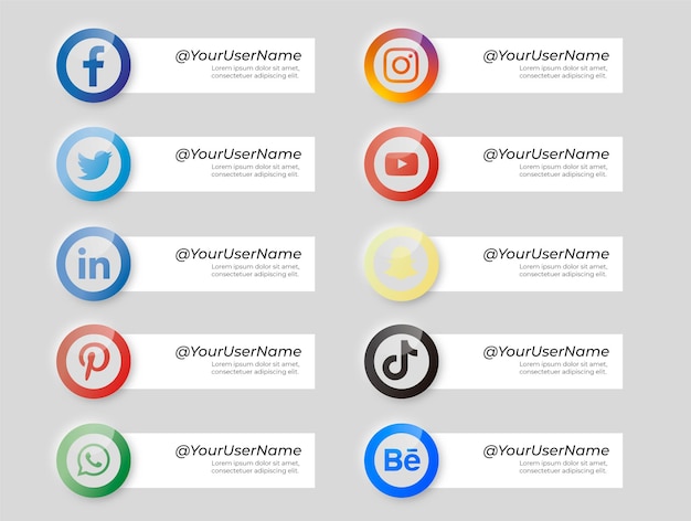 Collection of Neumorphic Style Banners with Social Media Icons