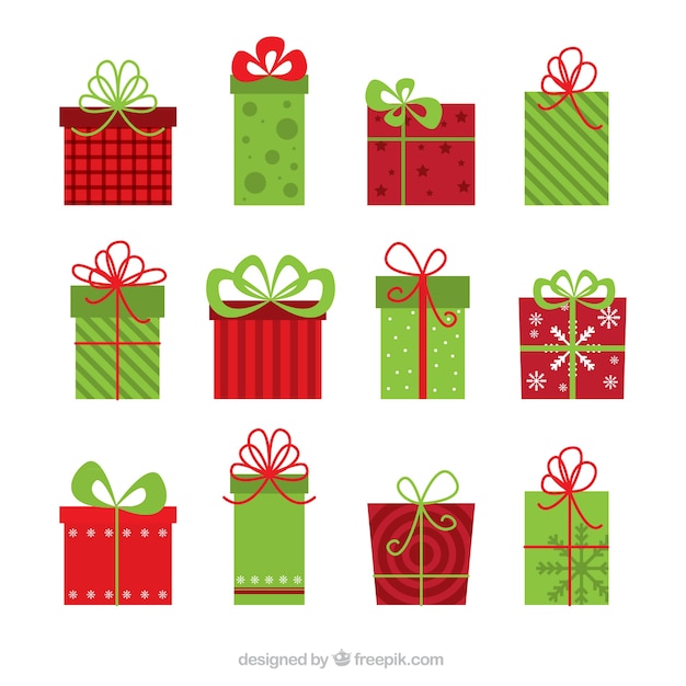 Free vector collection of beautiful christmas gifts