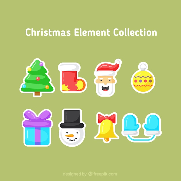 Free vector collection of beautiful christmas stickers