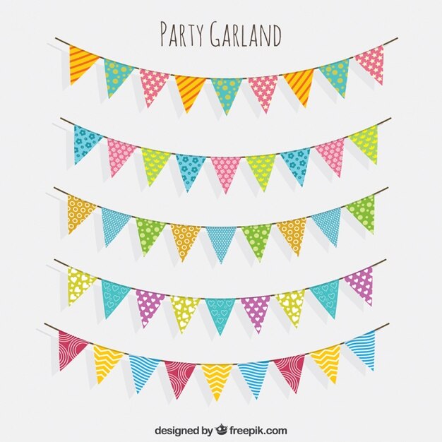 Collection of beautiful garlands in vintage style