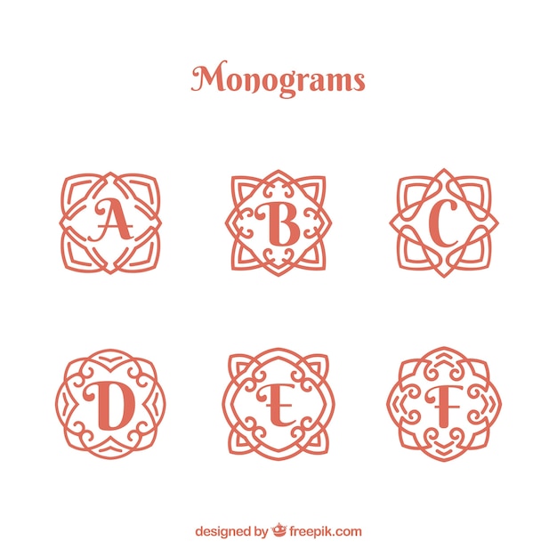 Free vector collection of beautiful hand drawn monograms