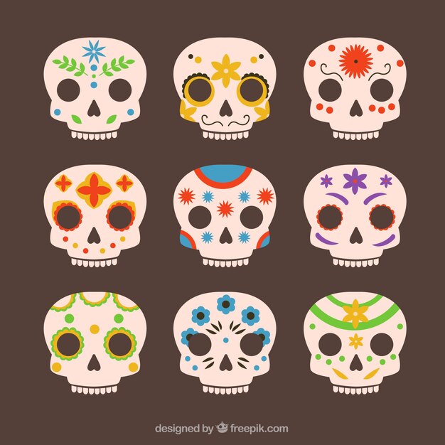 Collection of beautiful mexican skulls