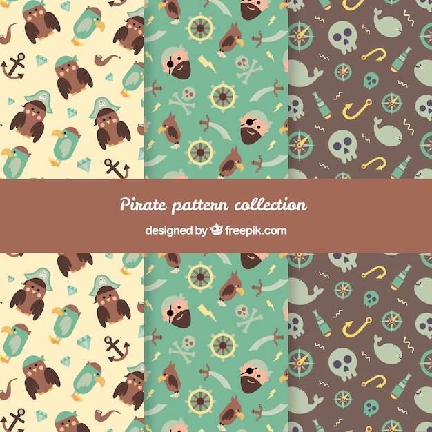 Free vector collection of beautiful pirate pattern