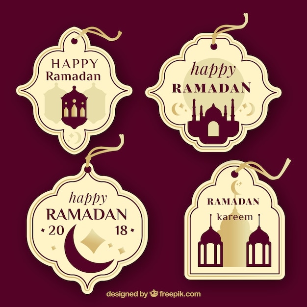 Free vector collection of beautiful ramadan labels