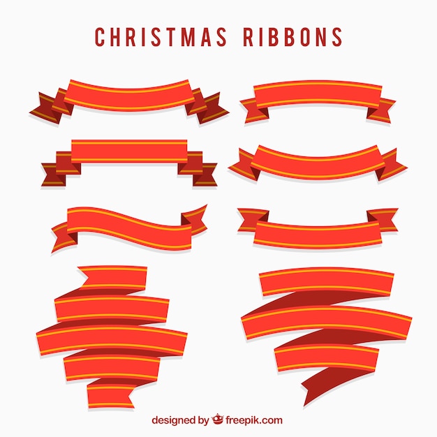 Collection of beautiful red christmas ribbon