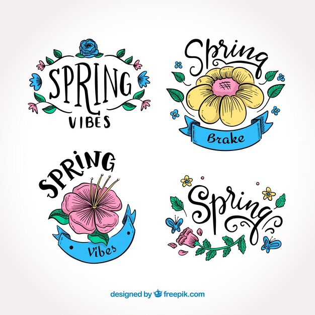 Collection of beautiful  spring labels