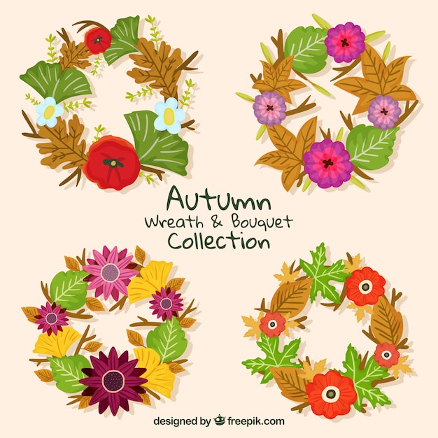 Collection of beautiful vintage autumnal wreath