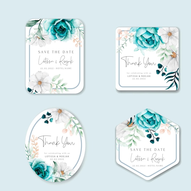 collection of beautiful watercolor floral wedding labels