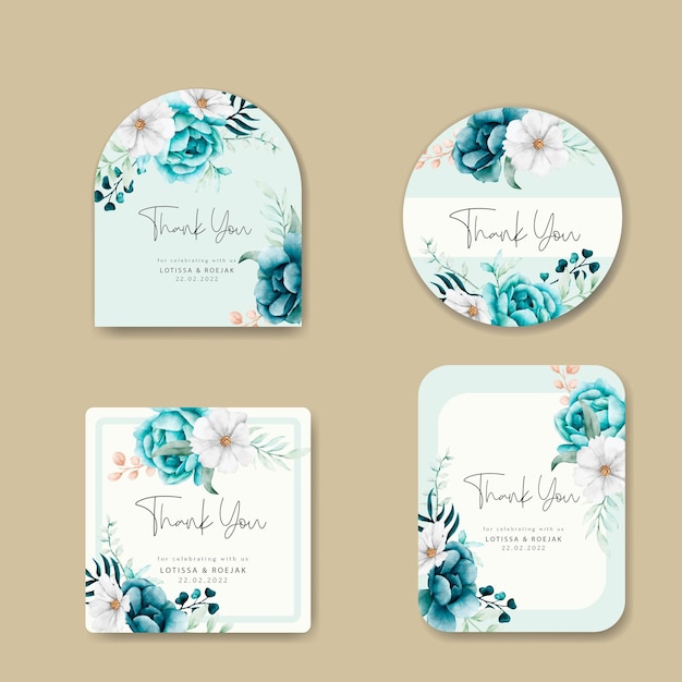 collection of beautiful watercolor floral wedding labels