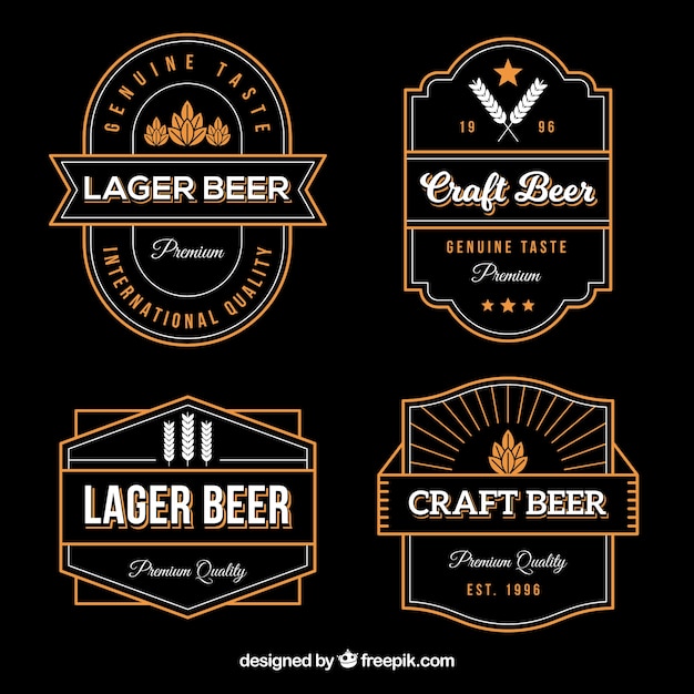 Free vector collection of beer sticker in vintage style