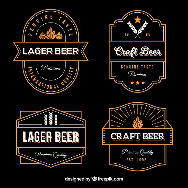 Collection of beer sticker in vintage style