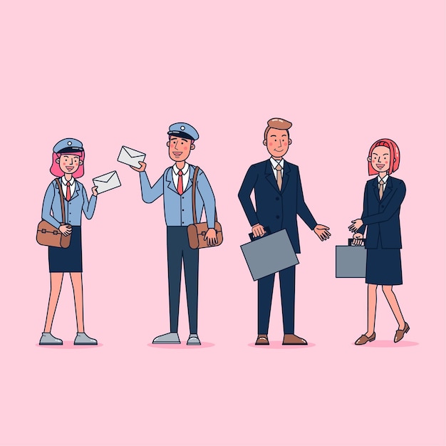 Collection of big set isolated various occupations or profession people wearing professional uniform, flat illustration.