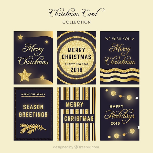 黒と金のクリスマスカードのコレクション