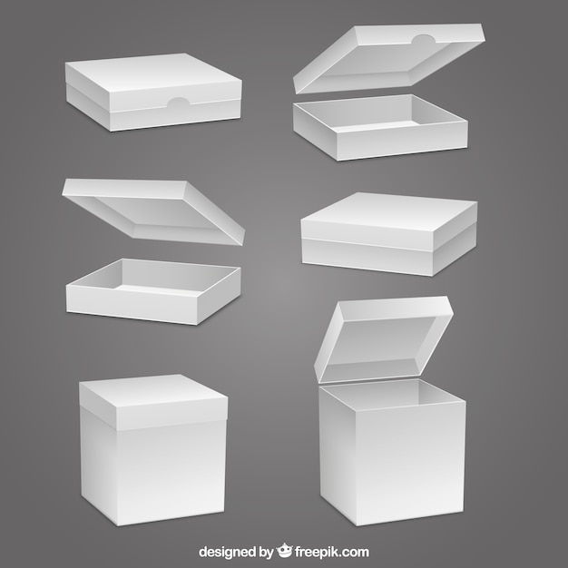 Collection of blank boxes
