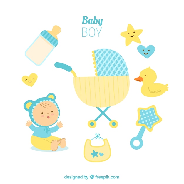 Free vector collection of blue baby elements