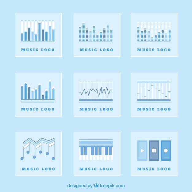 Collection of blue music logos