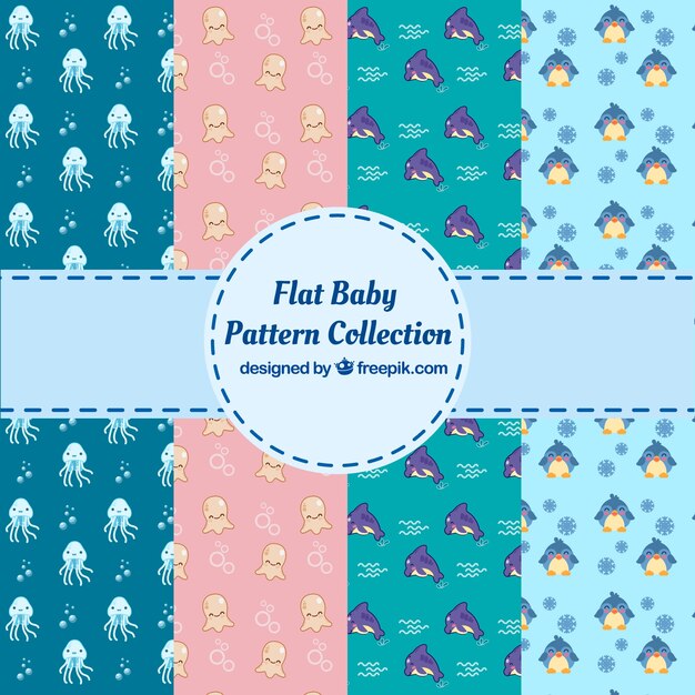 블루와 핑크 베이비 패턴의 컬렉션