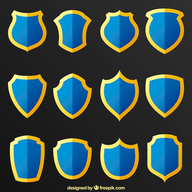 Free vector collection of blue shields