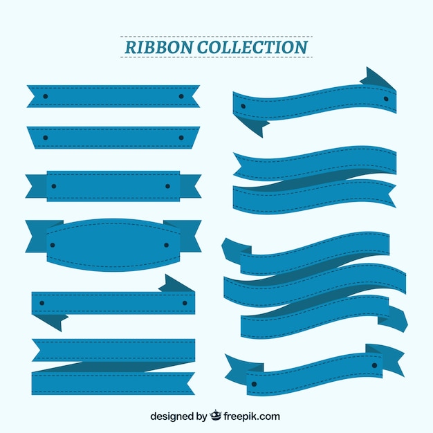 Collection of blue vintage ribbons