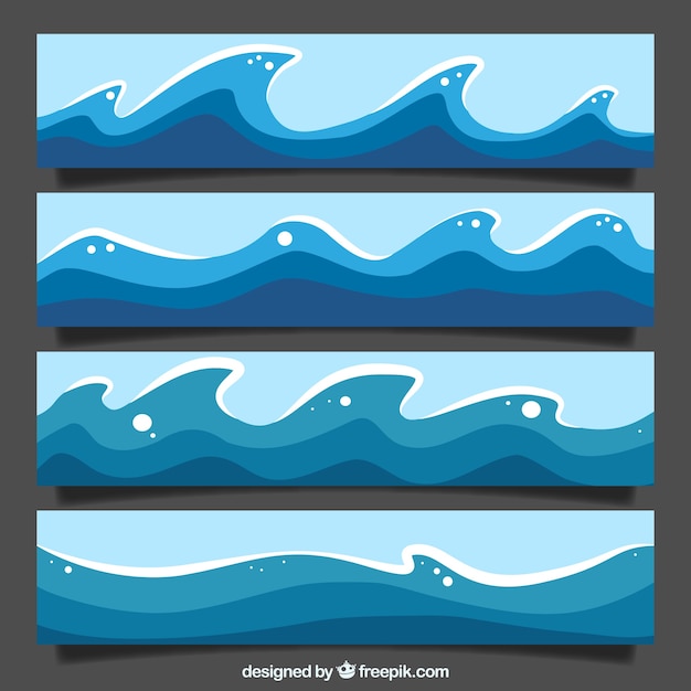 Free vector collection of blue waves with white details