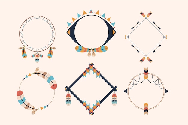 Free vector collection of boho frames in flat design