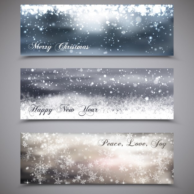 Vettore gratuito collezione di banner di natale bokeh