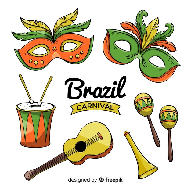 Collection of brazilian carnival elements