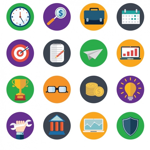 Free vector collection of business icons in flat design