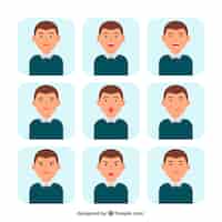 Free vector collection of businessman character with variety of expressions