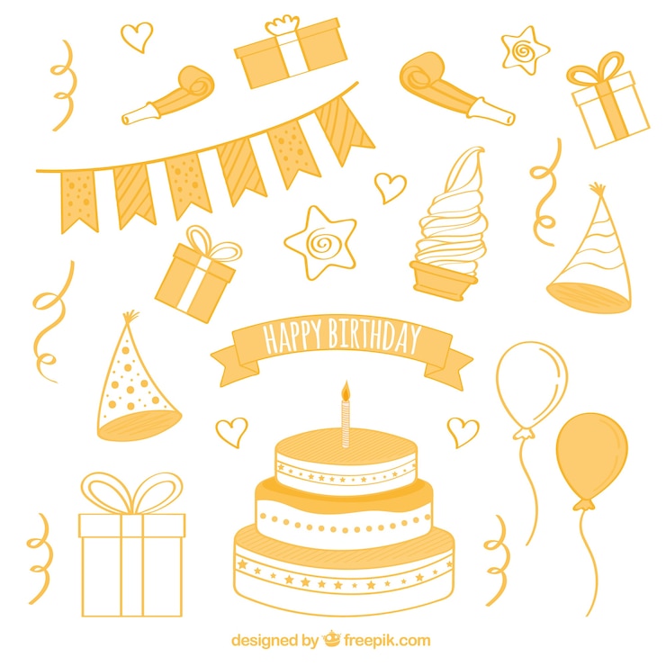 Free Vector collection of cake and birthday items