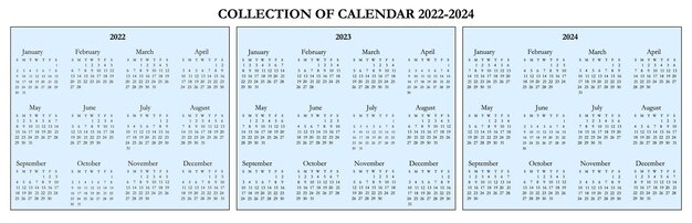 カレンダーのコレクション2022-2024