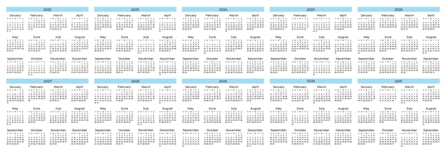 Collection of calendars template